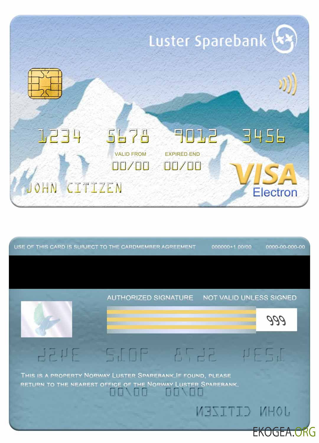 Carte électronique visa Lustre Sparebank de Norvège
